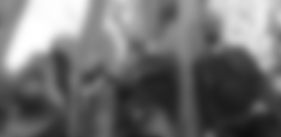 Blurry grayscale image of people in motion.